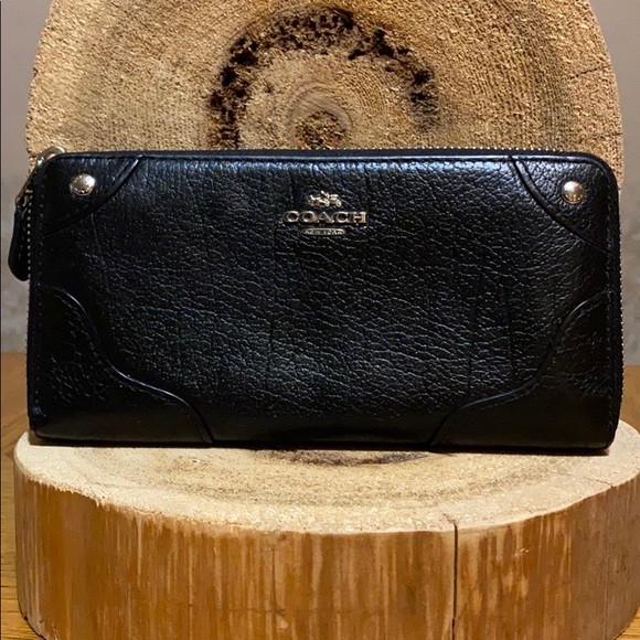 Coach Handbags - COACH Black Mickie Accordion Zip Around Wallet